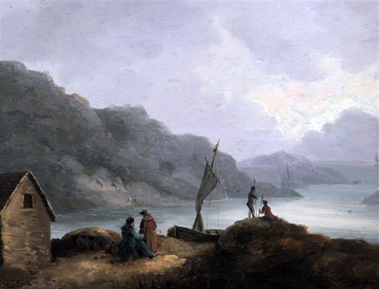 Attributed to James Baynes (1766-1837) Smugglers on the shore, 9.5 x 12.5in.